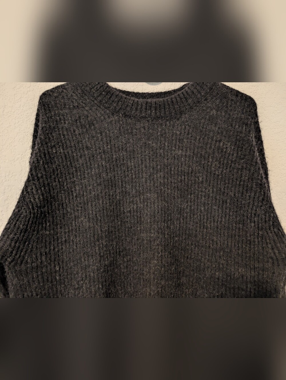 Everlane Heathered Black Alpaca Wool Crewneck Oversized The Cocoon Crew SM - Picture 8 of 13
